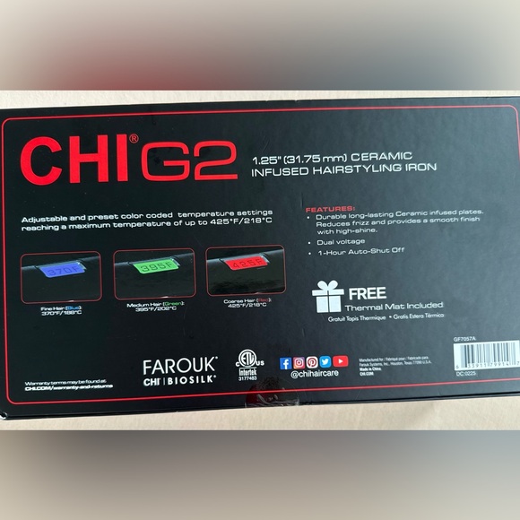 CHI G2 New 2nd Generation 1.25” Ceramic Hairstyling Iron - Picture 4 of 6
